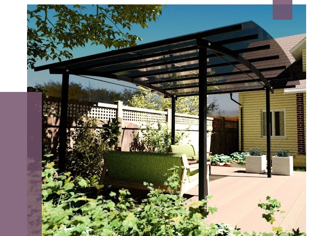 Навесы для террасы в Озёрске от 12931 руб. под ключ | ПРОЛЁТ-Озр