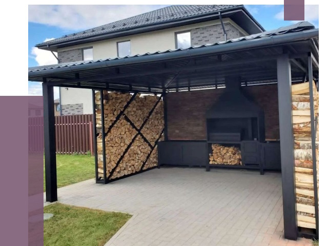 Навесы для барбекю в Озёрске от 12627 руб. под ключ | ПРОЛЁТ-Озр